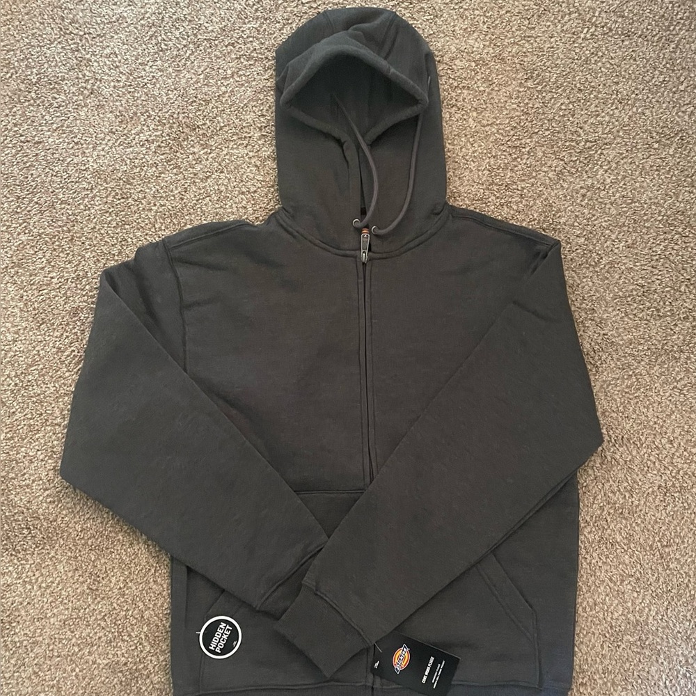 Dickies Midweight Fleece Full Zip Hoodie Sweatshirt TW291 Dark Heather Gray